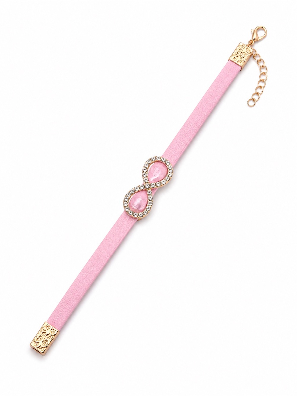 Pink Infinity Rhinestone Charm Bracelet - Picture 2 of 3